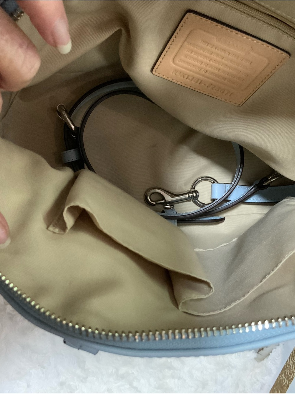 Coach Light Blue Leather Satchel with Removable Strap - Picture 8 of 9